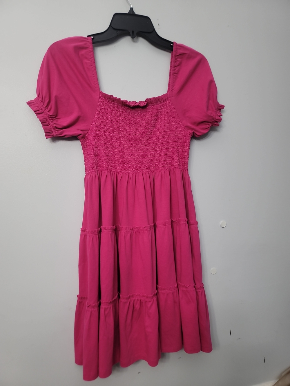 Polo by Ralph Lauren Hot Pink Cotton Smocked Tiered Dress